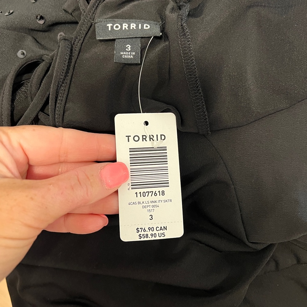 TORRID Little black skater tie back dress 3X. NWT - Picture 7 of 7